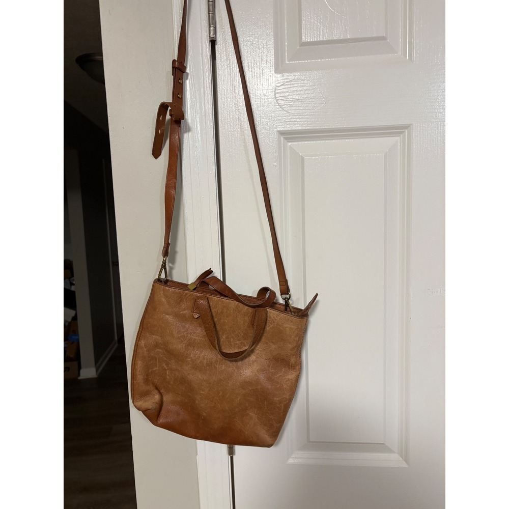 Madewell Transport Crossbody Bag English Saddle Brown Leather Zip Top Tote